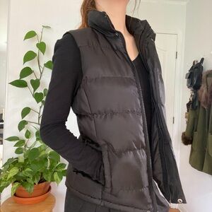 Black Sleeveless Puffer Jacket, Size Small.